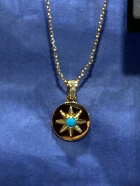 Kate Spade- The Color Spark Collection Blue Fearless Medallion Necklace